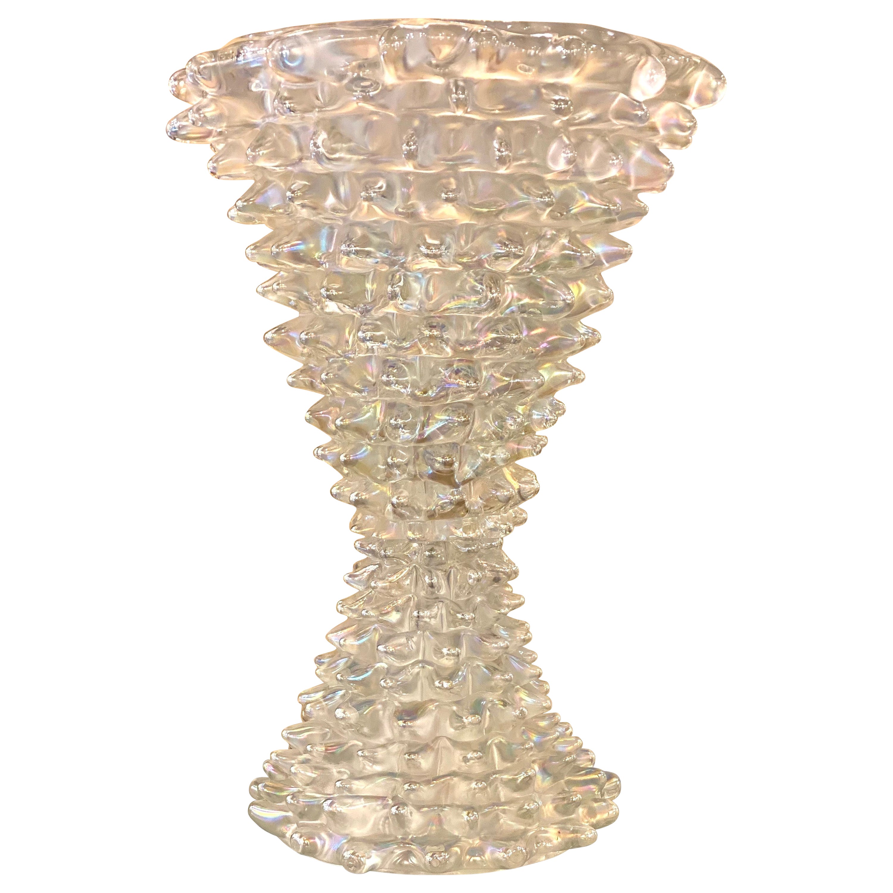 Spectacular Murano Glass Iridescent Rostrato Large Table Lamp For Sale