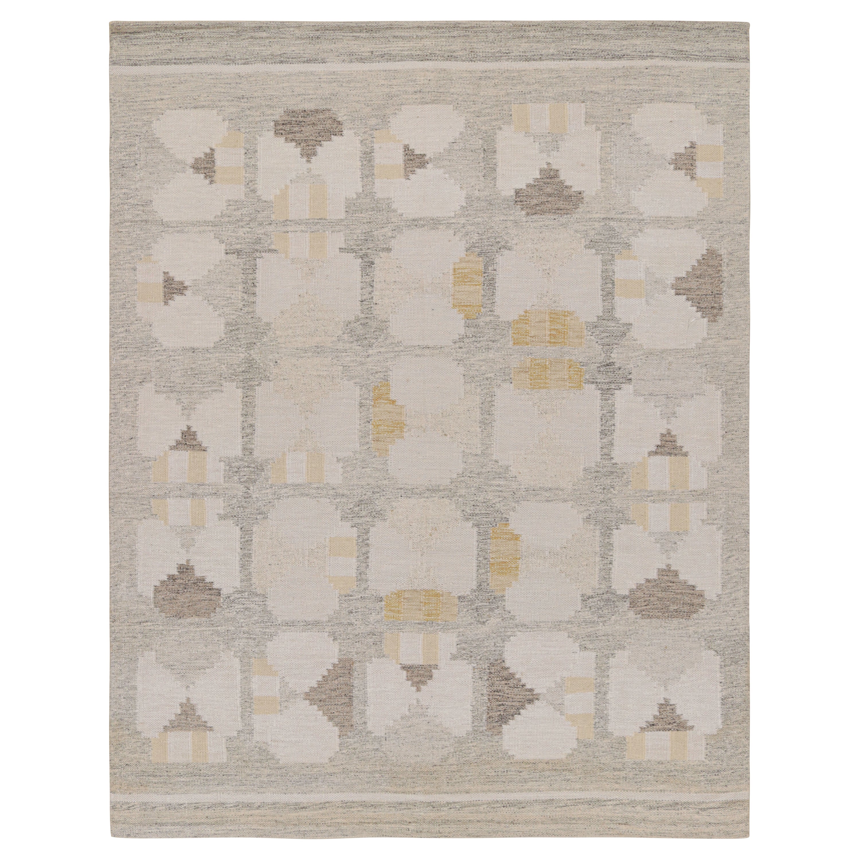 Rug & Kilim's Teppich im skandinavischen Stil mit geometrischen Mustern in Grau im Angebot