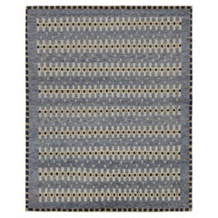 Rug & Kilim's Teppich im skandinavischen Stil in Blau mit geometrischen Mustern