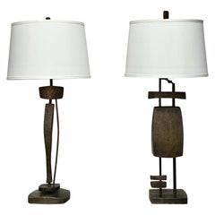 Gary Magakis Pair of Sculptural Metal Table Lamps