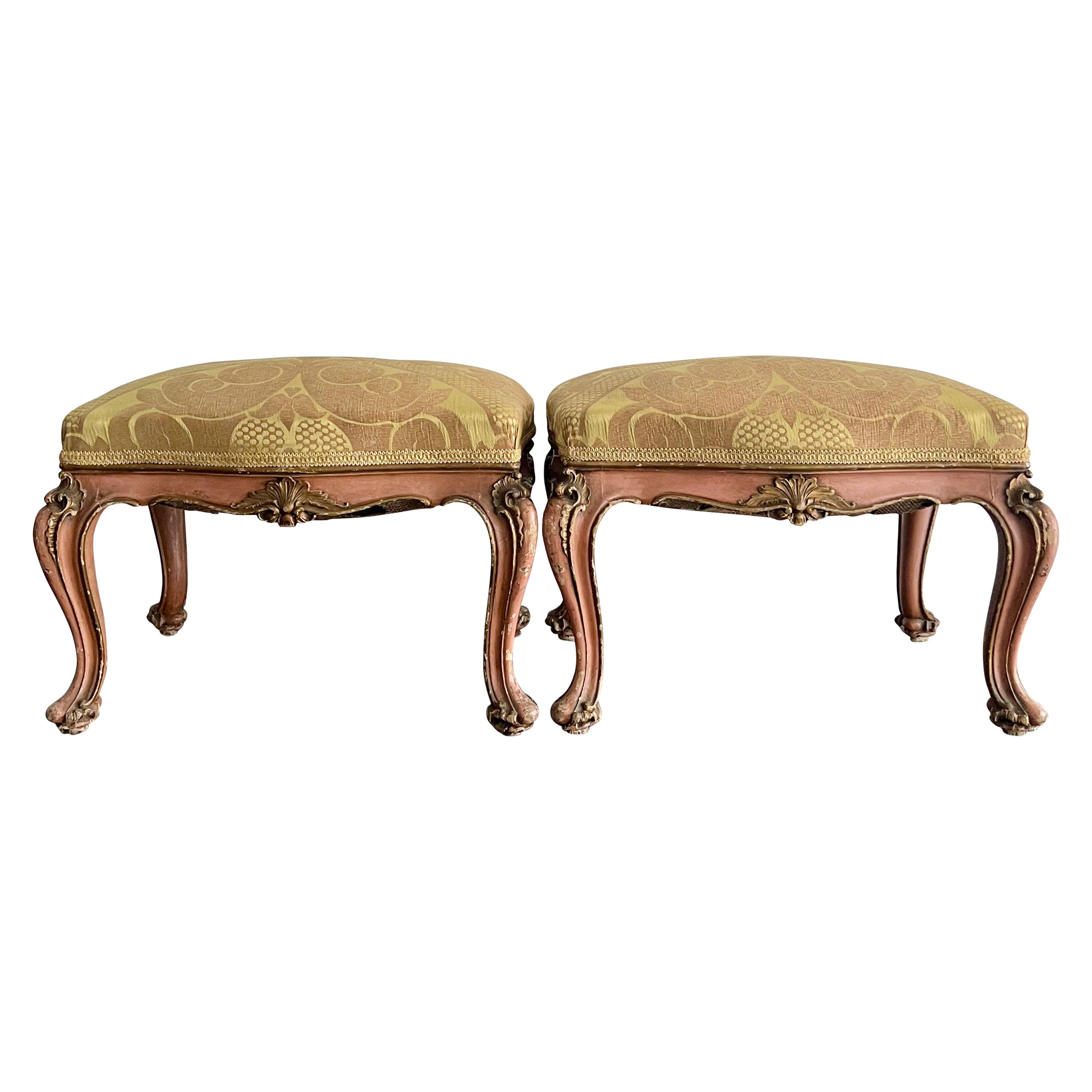 Pair of 19th century Italian Painted Footstools  For Sale