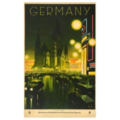 Affiche publicitaire originale de voyage vintage de Berlin, Allemagne, Jupp Wiertz, Art déco