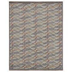 Rug & Kilim's Teppich im skandinavischen Stil in Beige-Braun und Grau mit geometrischen Mustern