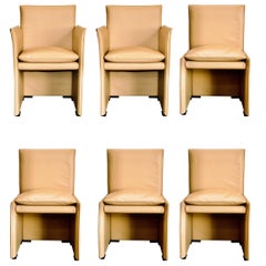 6 Sedie da pranzo Mario Bellini 401 Break in pelle Tan per Cassina