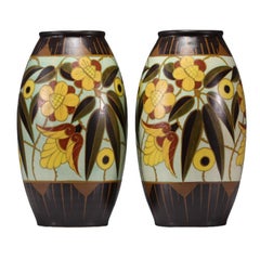 Vintage Pair of Vases by Boch Freres Keramis after Charles Catteau.