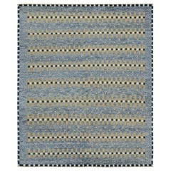 Rug & Kilim’s Scandinavian Style Rug in Blue, Beige-Brown Geometric Patterns