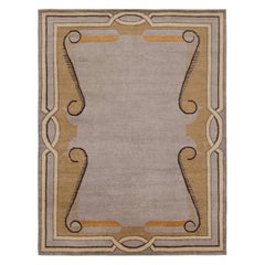 Rug & Kilim's Modern French Art Deco Style Rug in Gray with Geometric Pattern (tapis français moderne de style art déco à motif géométrique)