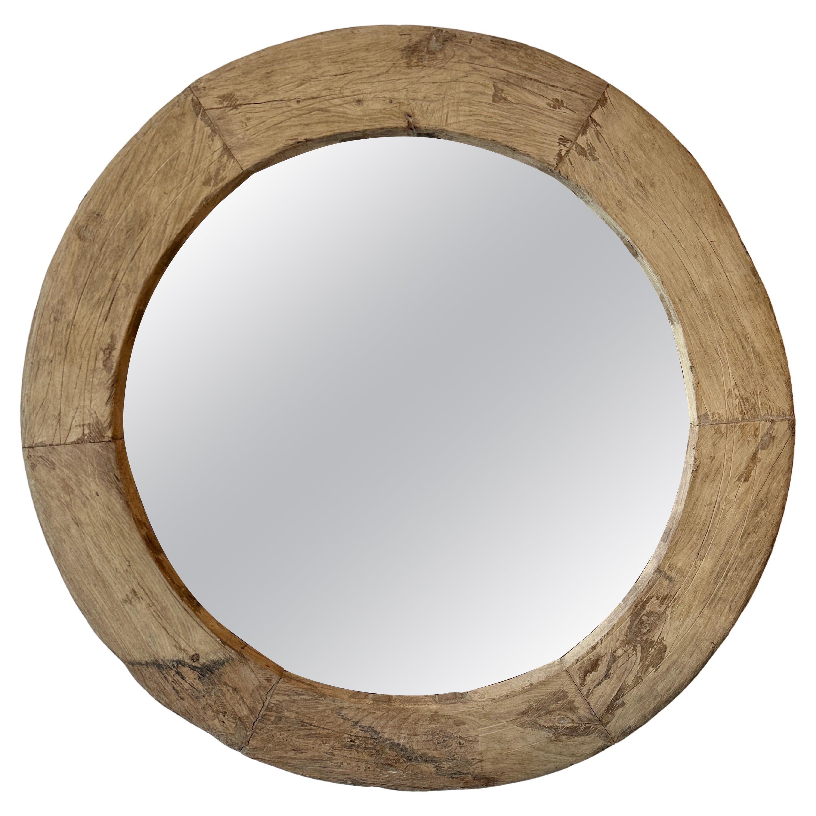 Rustic Oversized Wood Framed Mirror For Sale