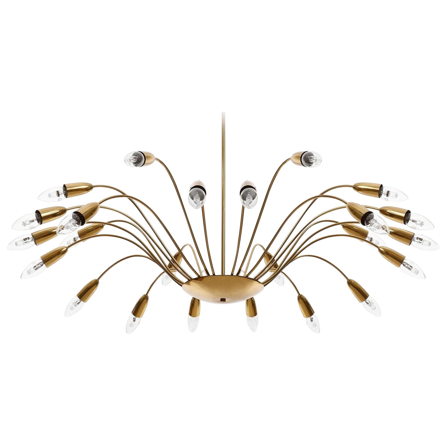 Large Mid-Century Modern Brass Sputnik Spider Chandelier Pendant Light, 1960s For Sale