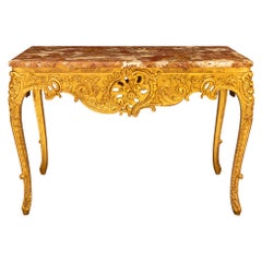 Französisch Anfang 19. Jahrhundert Louis XV St. Giltwood und Marmor Center Table