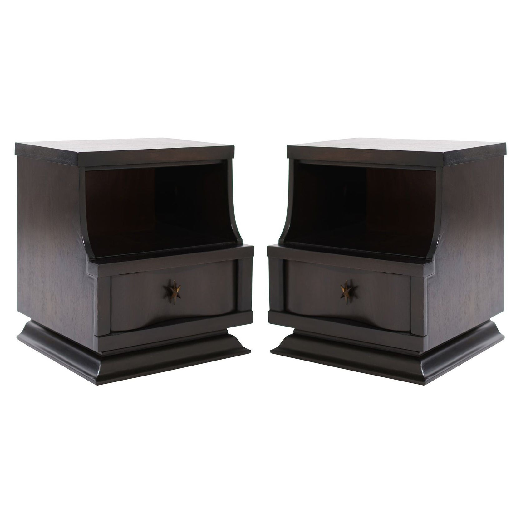 Mid Century Modern Ebonized Mahogany Nightstands, C. 1950s For Sale