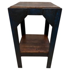 Pedestal industrial de hierro pintado y madera de bloque de carnicero