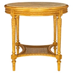 Antique French 19th Century Louis XVI St. Giltwood Side Table