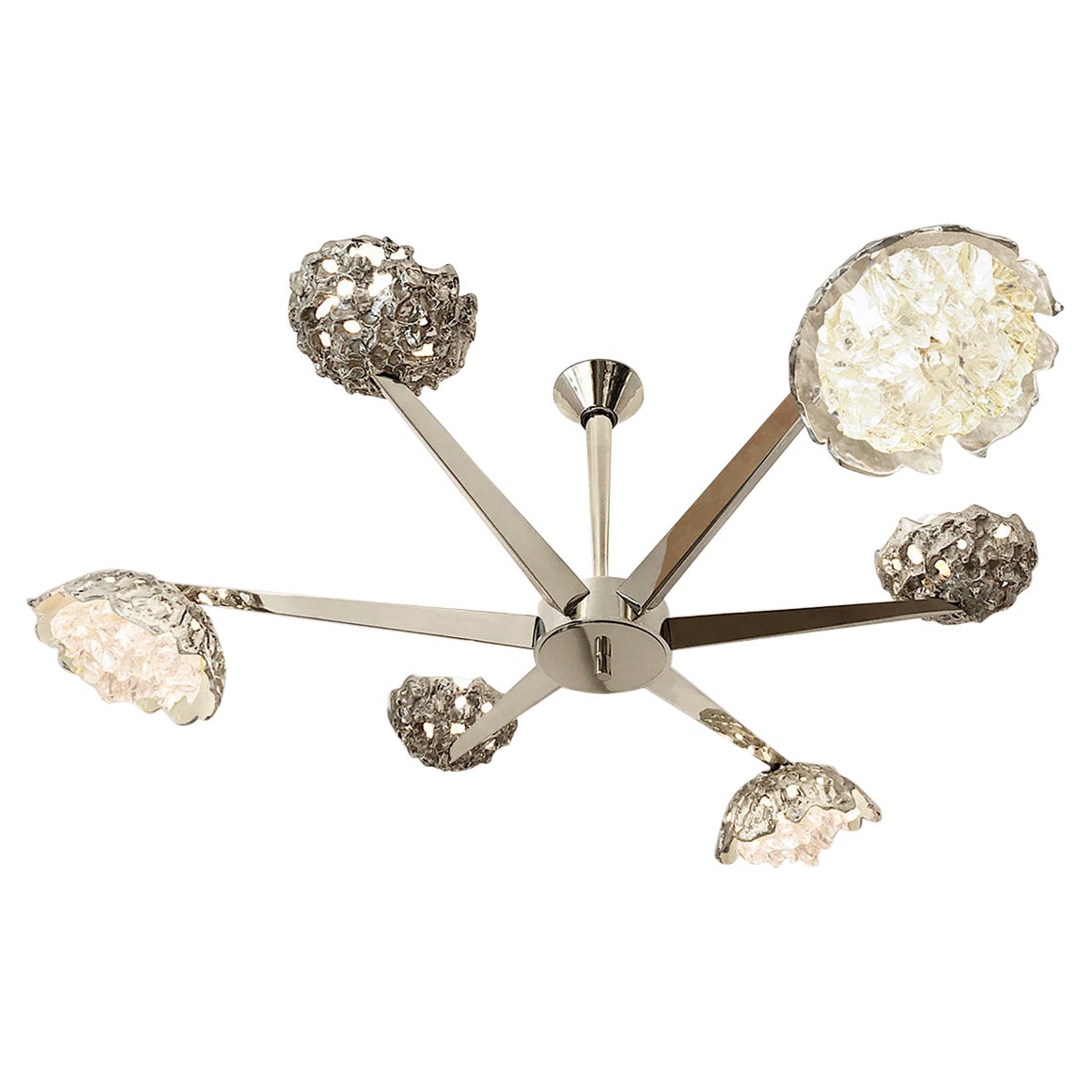 Fusione Ceiling Light by Gaspare Asaro-Polished Nickel Finish  For Sale