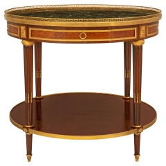 Antique French 19th Century Louis XVI St. Mahogany, Ormolu And Burl Walnut Side Table