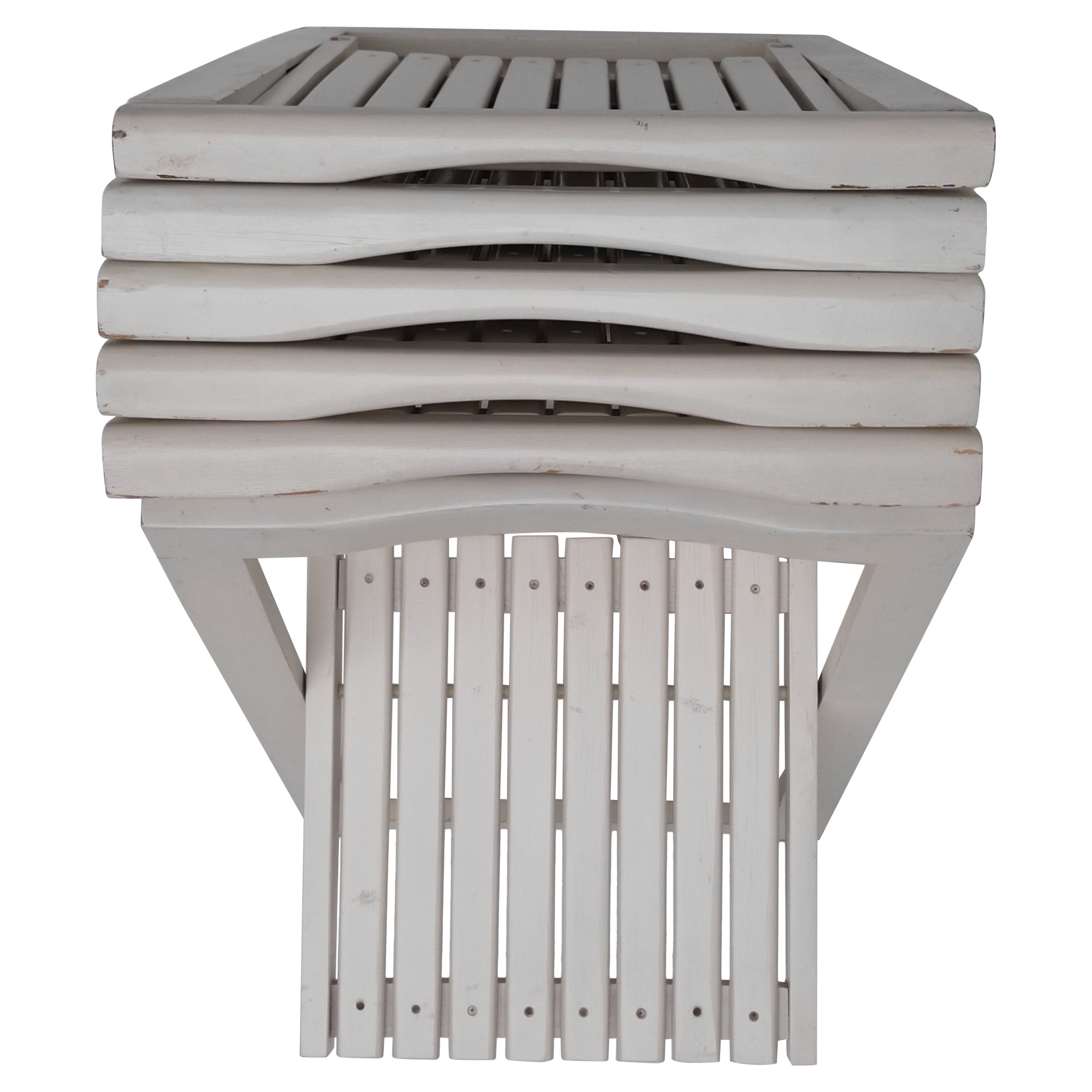 6 Sillas plegables blancas Atribuidas a Aldo Jacober para Alberto Bazzani Italia 1966 en venta