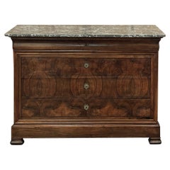 Antique 19th Century French Louis Philippe Period Marble Top Commode
