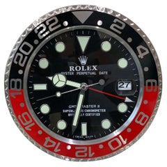 Vintage ROLEX Officially Certified Oyster Perpetual Black Red GMT Master II Wall Clock 