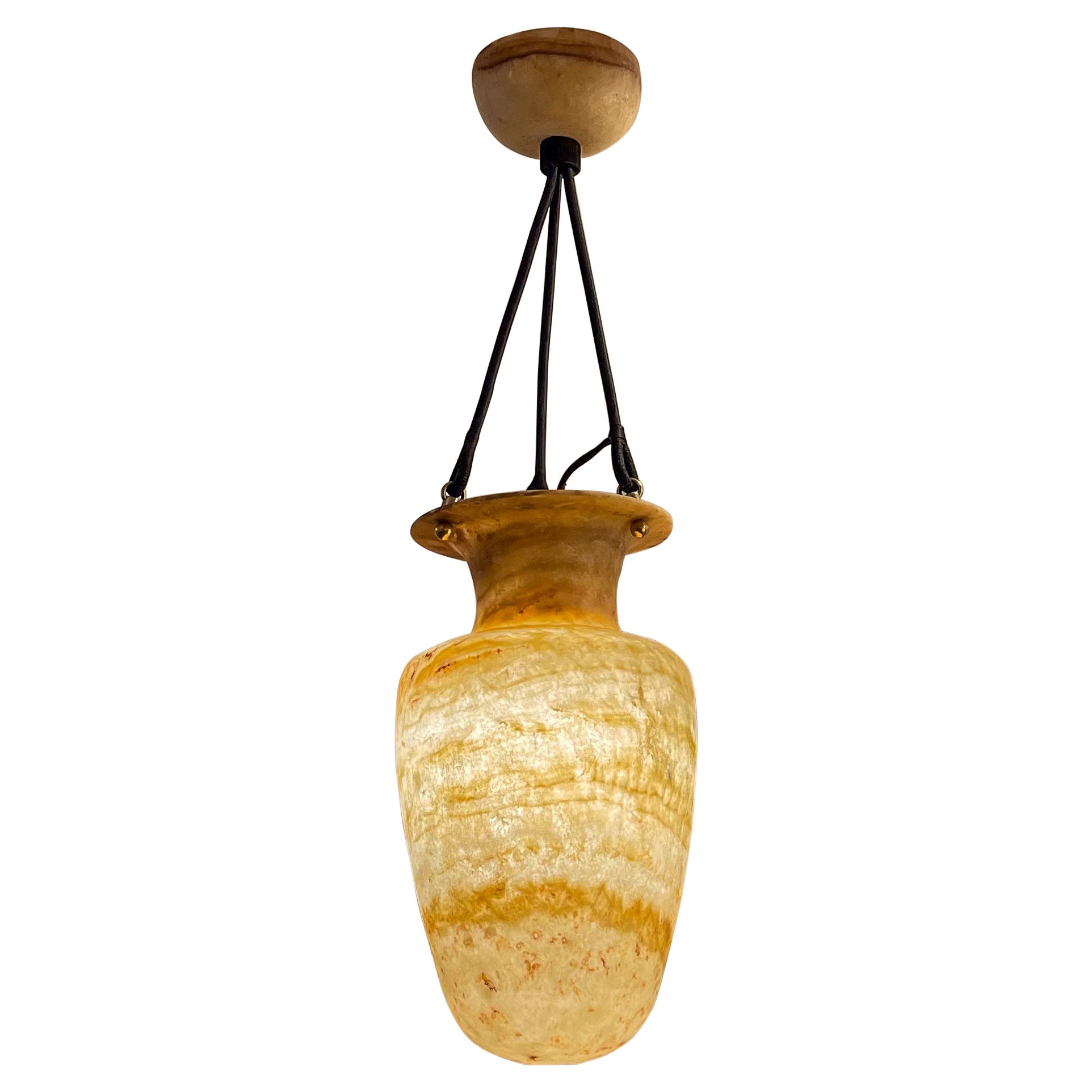 Egyptian Alabaster Amphora Light Fixture For Sale