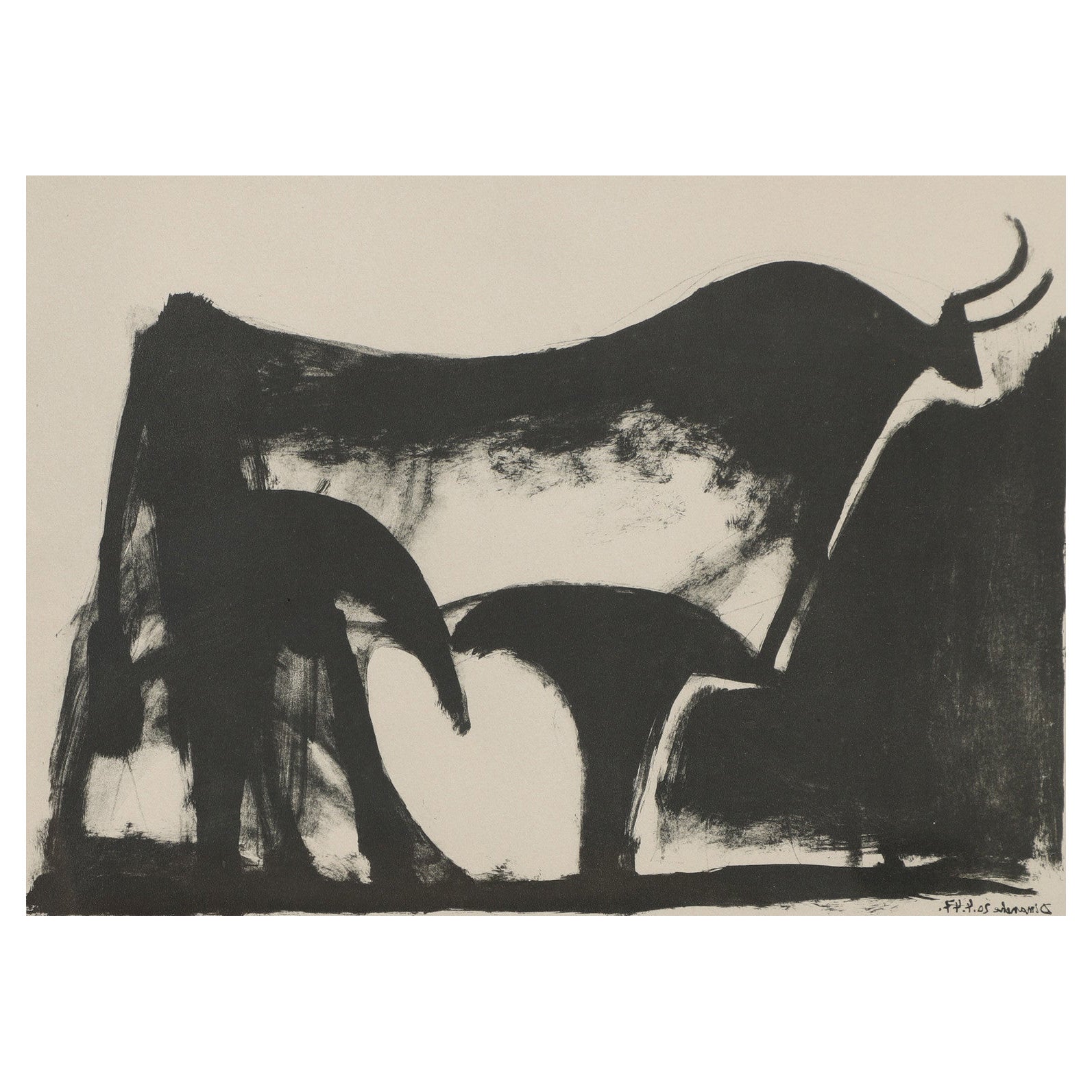 After Pablo Picasso „The Black Bull“ Lithograph