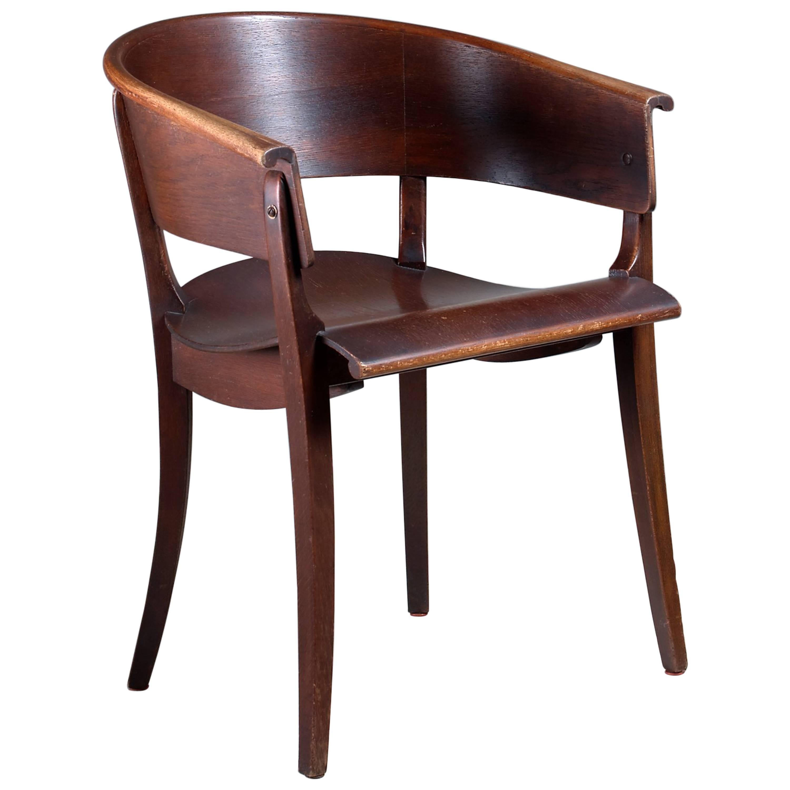Ernst Rockhausen Bauhaus Style Plywood and Oak Chair, Germany, circa 1928 For Sale