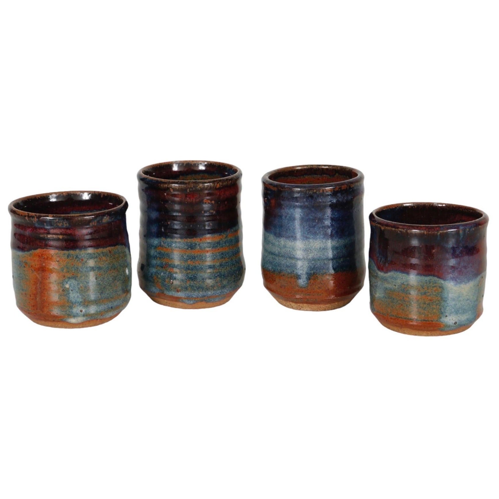 Colorful Stoneware Mugs - Set of 4