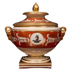 Rafraîchisseur à fruits armoriés Barr, Flight and Barr en porcelaine, couleur rouille et dorée, vers 1810