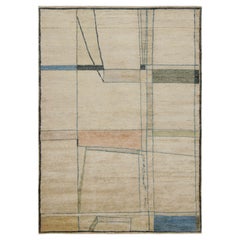 Tapis abstrait contemporain à motifs géométriques minimalistes de Rug & Kilim
