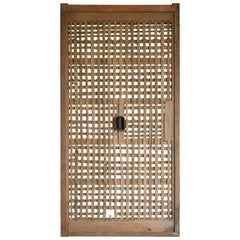 Japanese Used Bamboo Lathing Door 1860s-1900s / Abstract Art Wabi Sabi