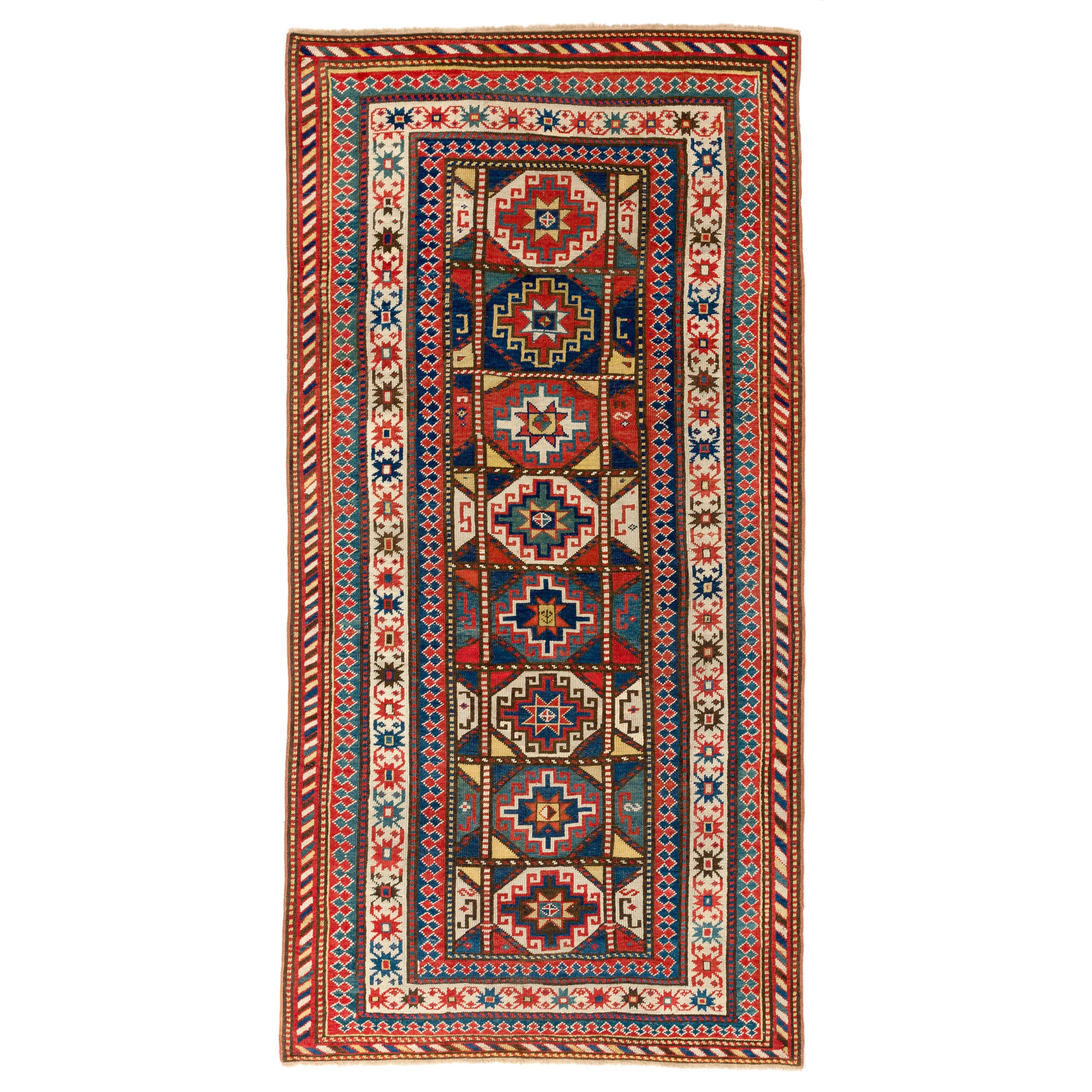 4x8 ft Antique Caucasian Gendje Rug, circa 1875 For Sale