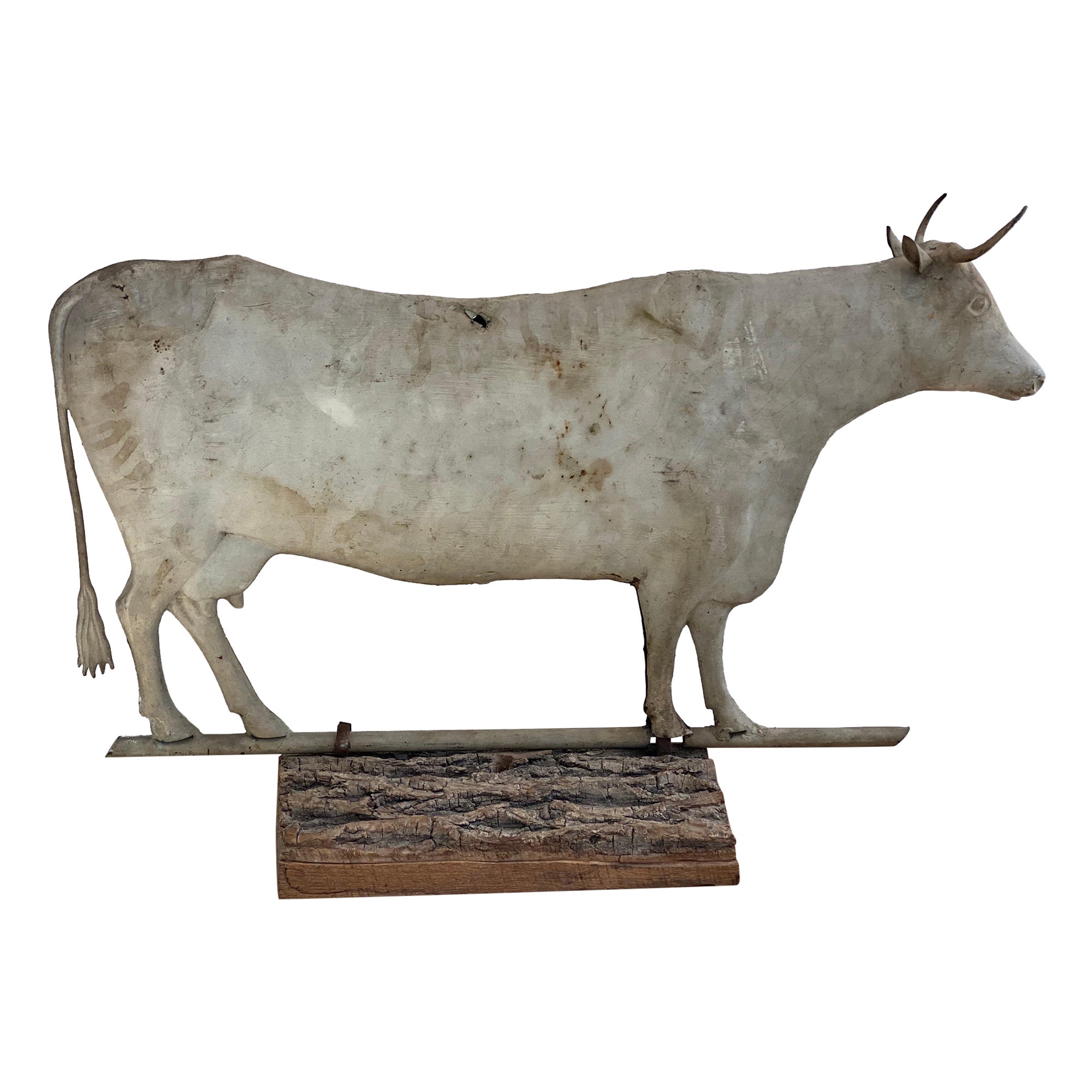 American Painted Copper Cow Weathervane by Cushing & White For Sale