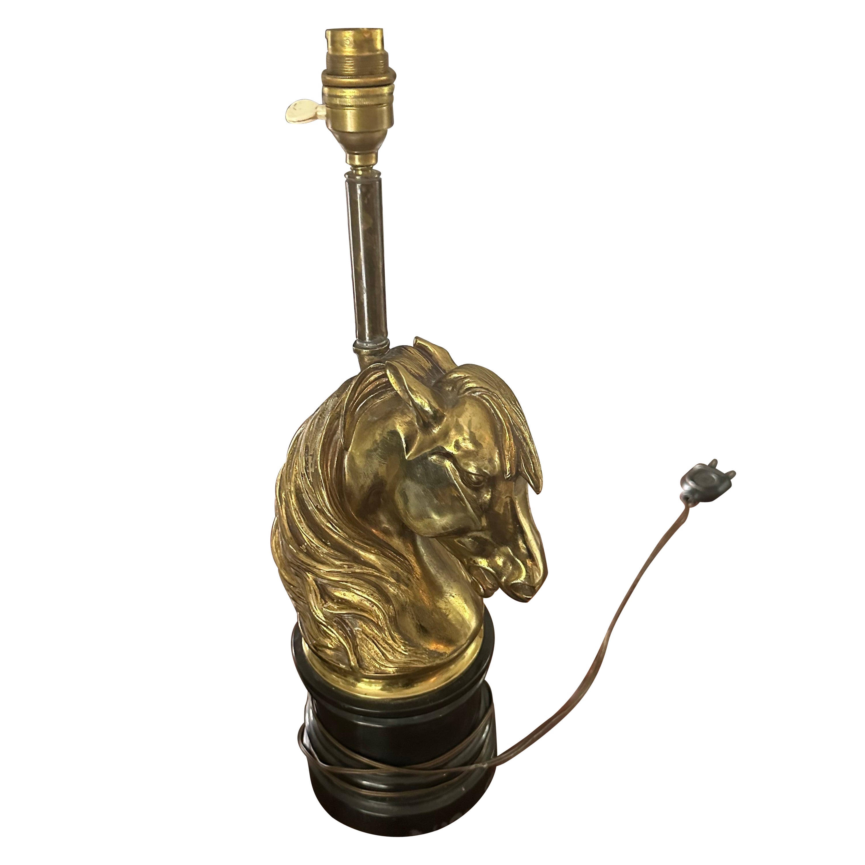 A brass and marble table lamp For Sale