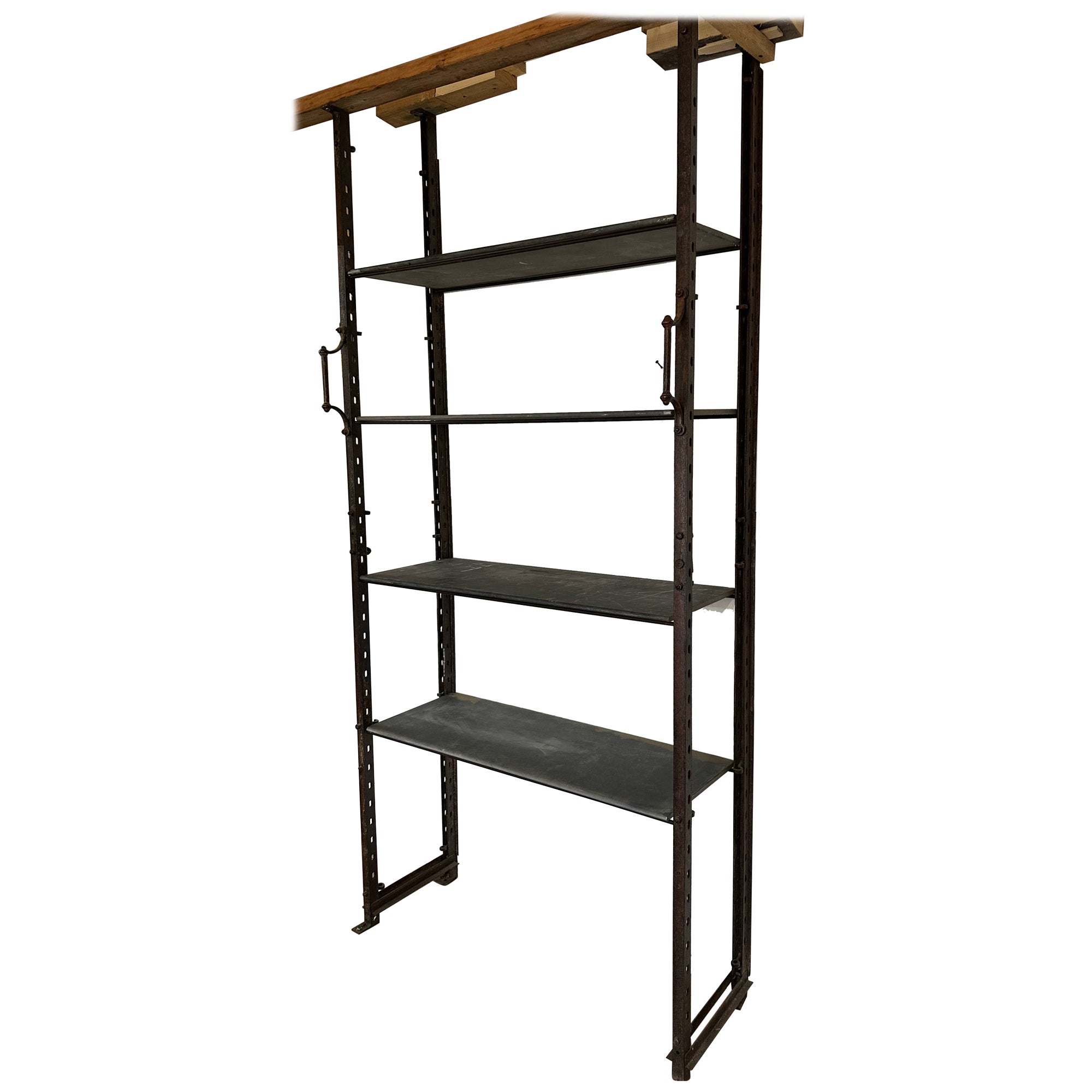 Original Antique Dutch Industrial Etagere in Iron and Slate For Sale