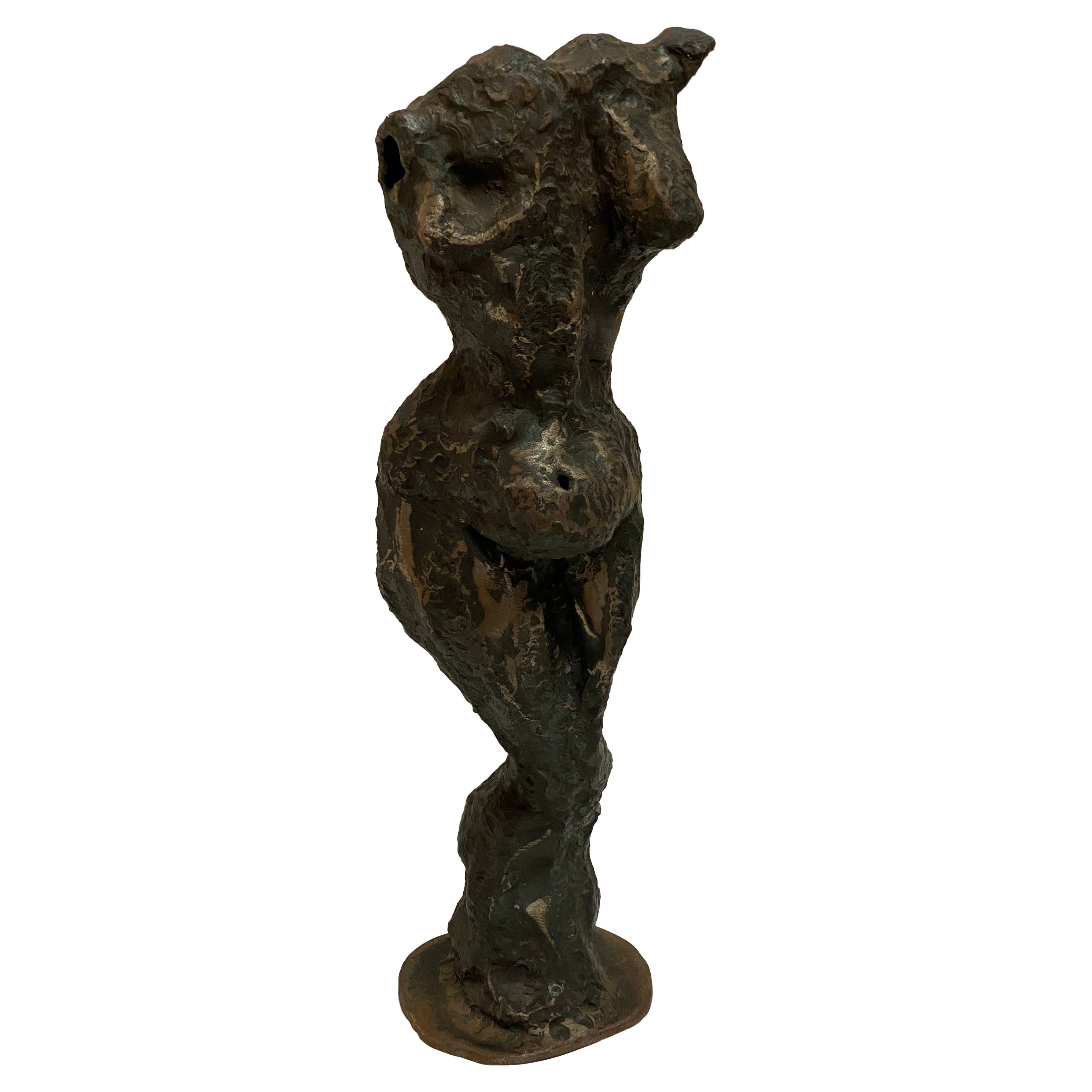 Sculpture de nu féminin en acier coulé et découpé au chalumeau de style brutaliste