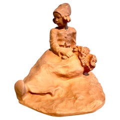Ruth Milles :f Française Brittany girl, sculpture en terre cuite, vers 1930/40