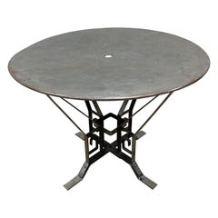 Vintage 1930s Art Deco French Architecturally Inspired Polished Metal Garden Table 