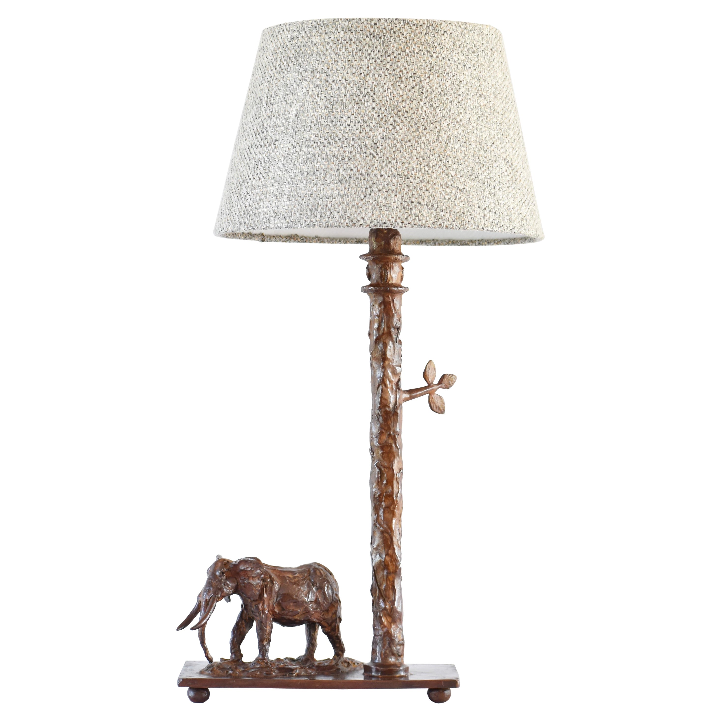 Bronze Elephant Table Lamp For Sale
