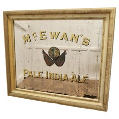 Grand miroir publicitaire pour la bière indienne McEwan's Pale, miroir d'enseigne de pub pour McEwans 