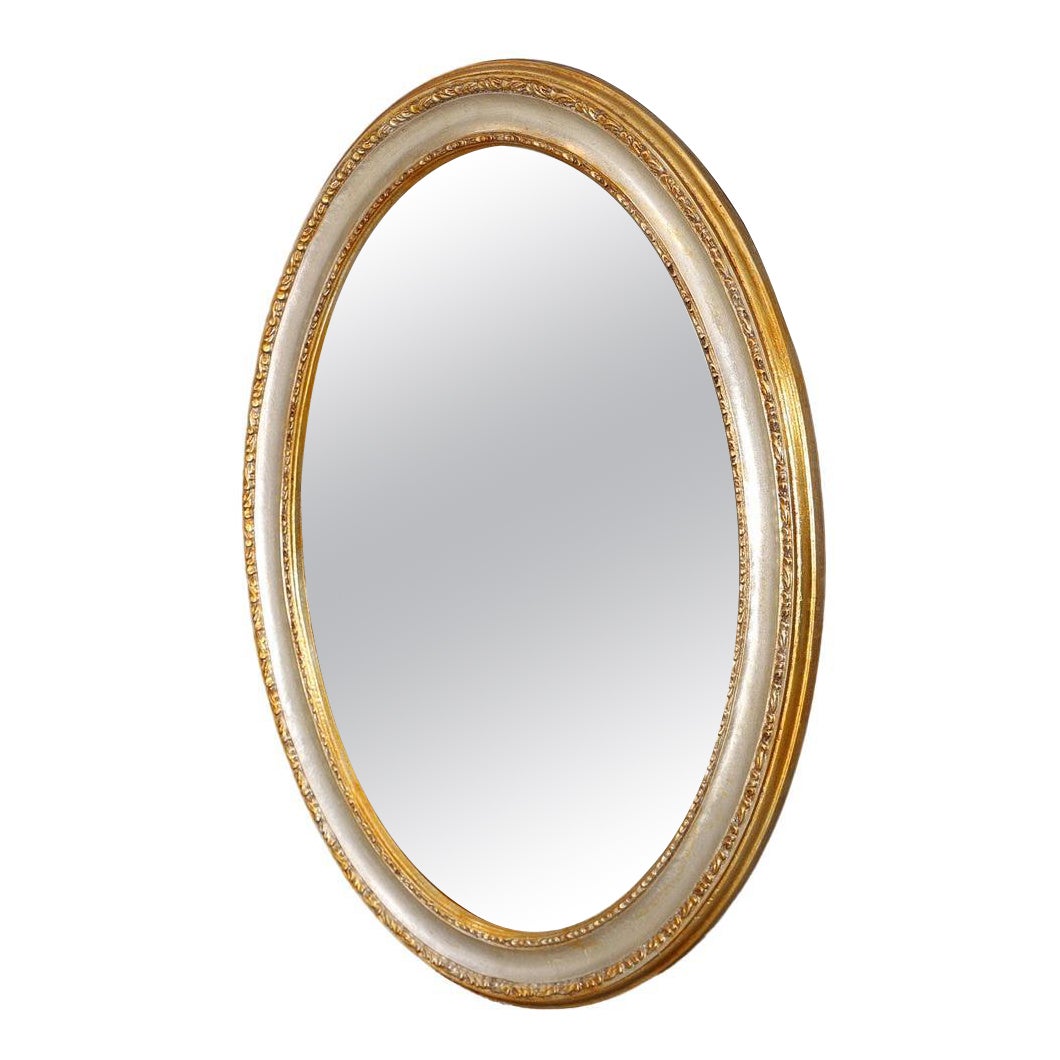 Lux Wall Mirror, Oval Modern Console Mirror, Antique Gilt French Art Deco Mirror For Sale