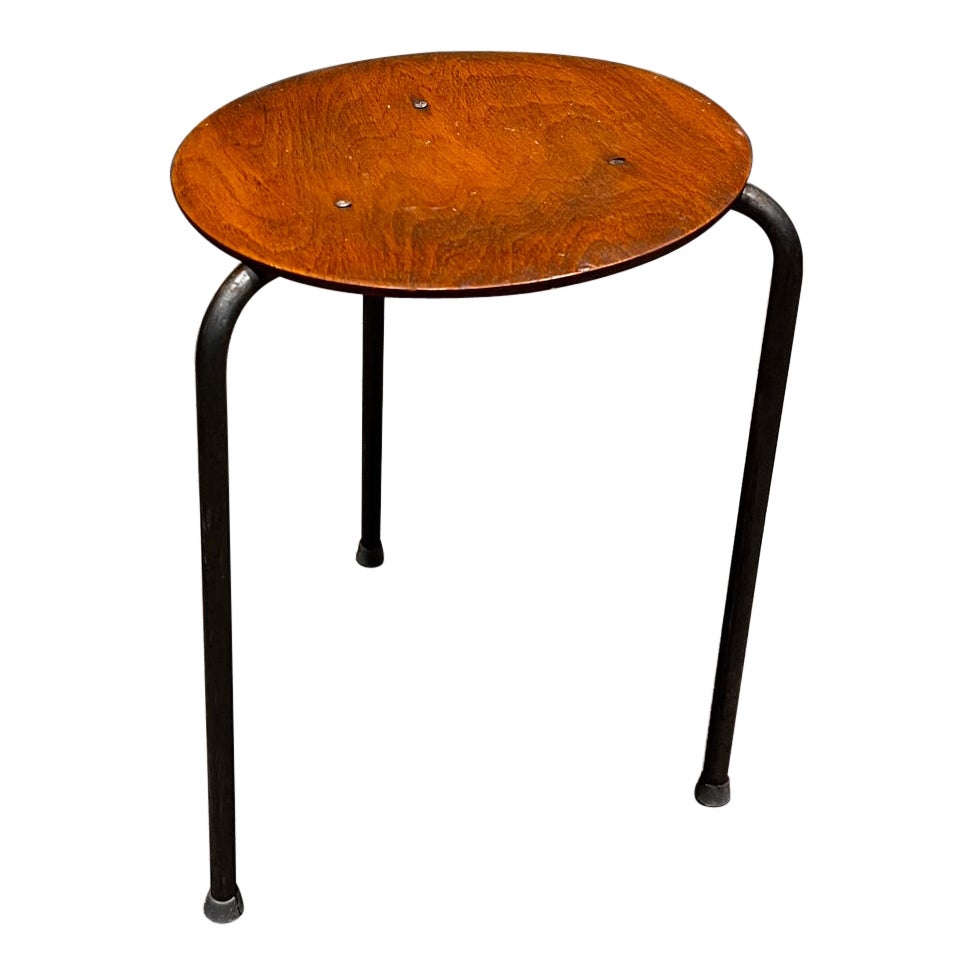 1960s Round Dot Teak Stool Style Arne Jacobsen For Sale