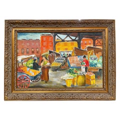 "Under the El", WPA-Era Painting of Philadelphia Market by Van Loan