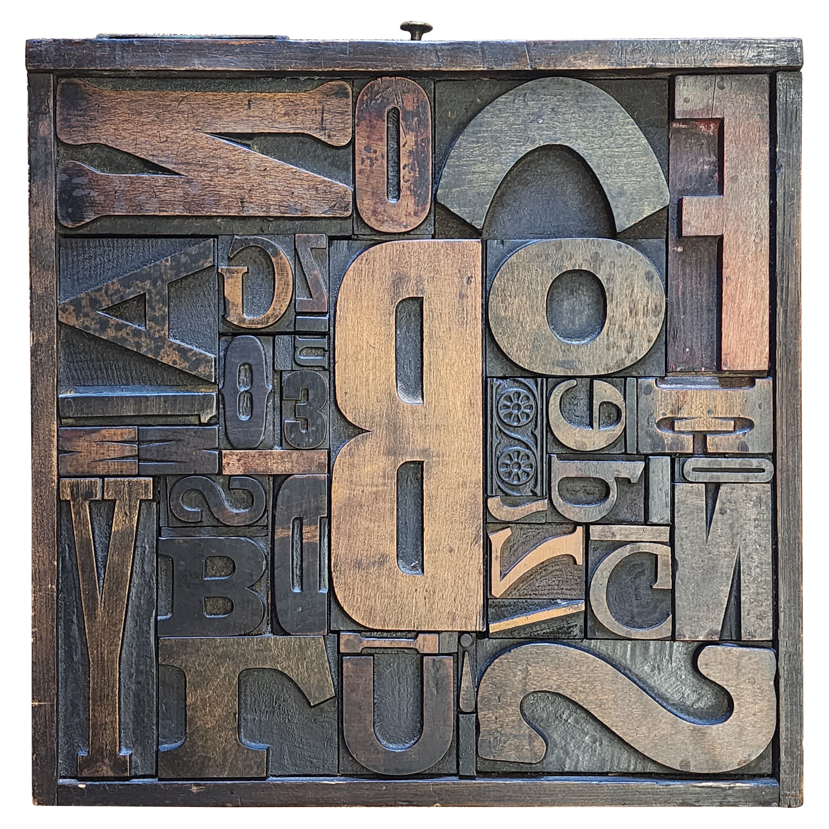 Vintage Printing Block Collage Wall Hanging  For Sale