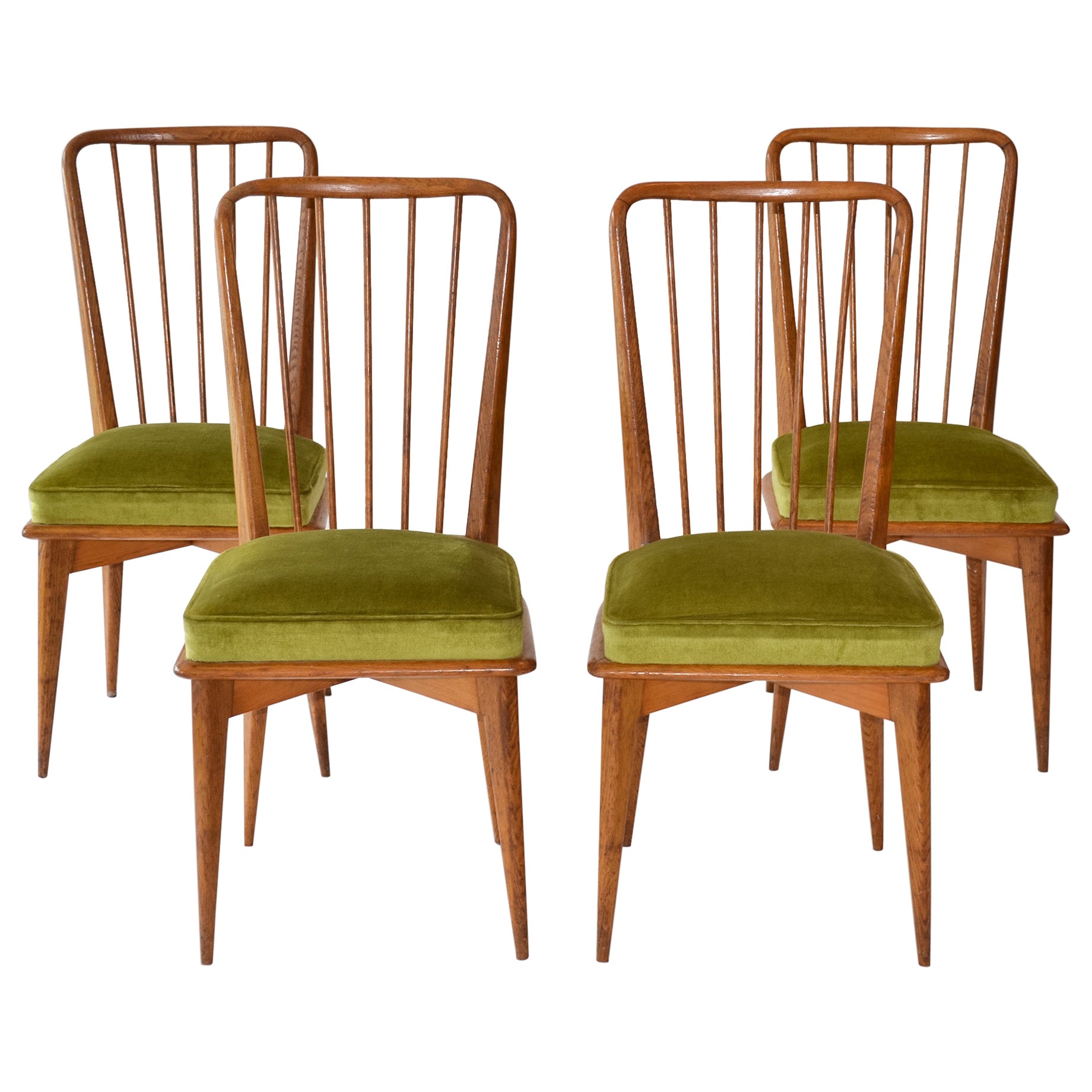 Ensemble de quatre chaises de salle à manger par Charles Ramos pour Castellanetta, mi-siècle moderne  en vente