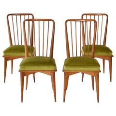 Ensemble de quatre chaises de salle à manger par Charles Ramos pour Castellanetta, mi-siècle moderne 