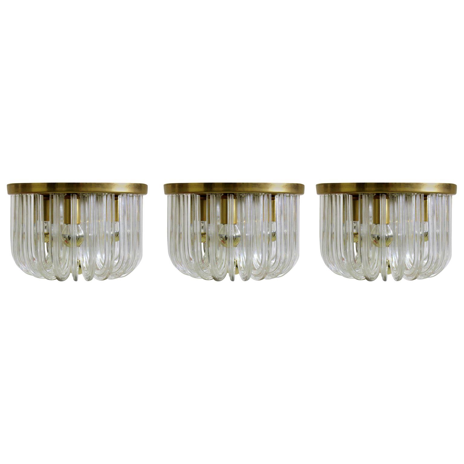 Mid-Century Modern Glas Messing Vintage Einbaubeleuchtung Cari Zalloni Bakalowits 1960er Jahre