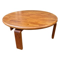 Vintage Solid Teak Danish Round Coffee Table