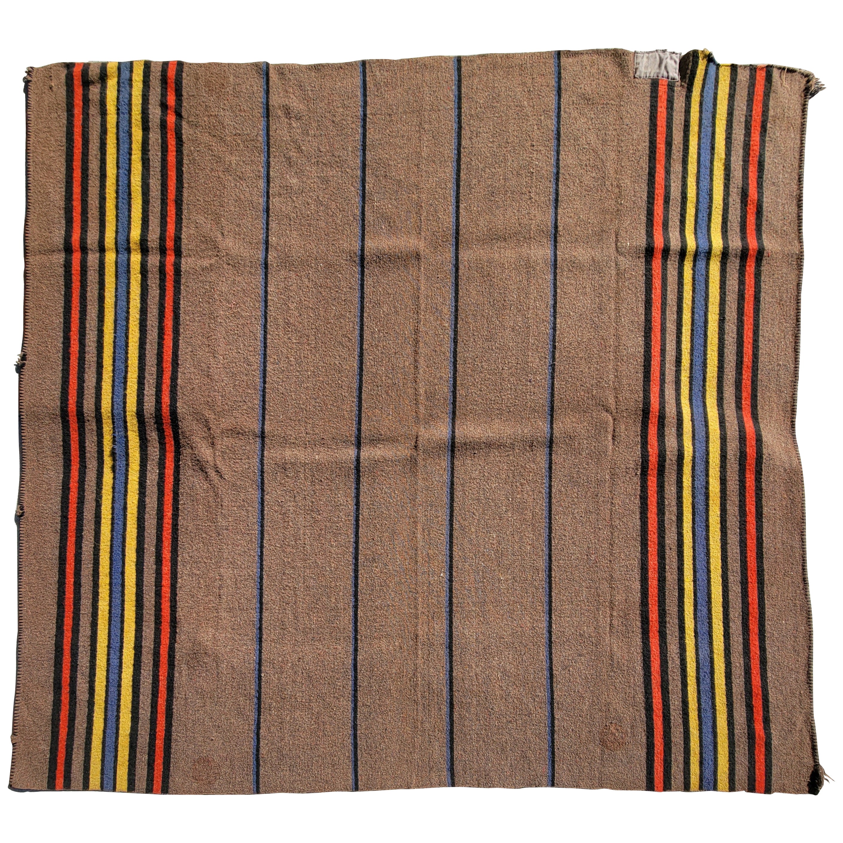E. 20thc Wool Striped Blanket For Sale