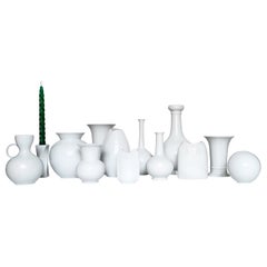 Set of 13 German Vintage Minimalist White Porcelain Vases 1950s-1980s.