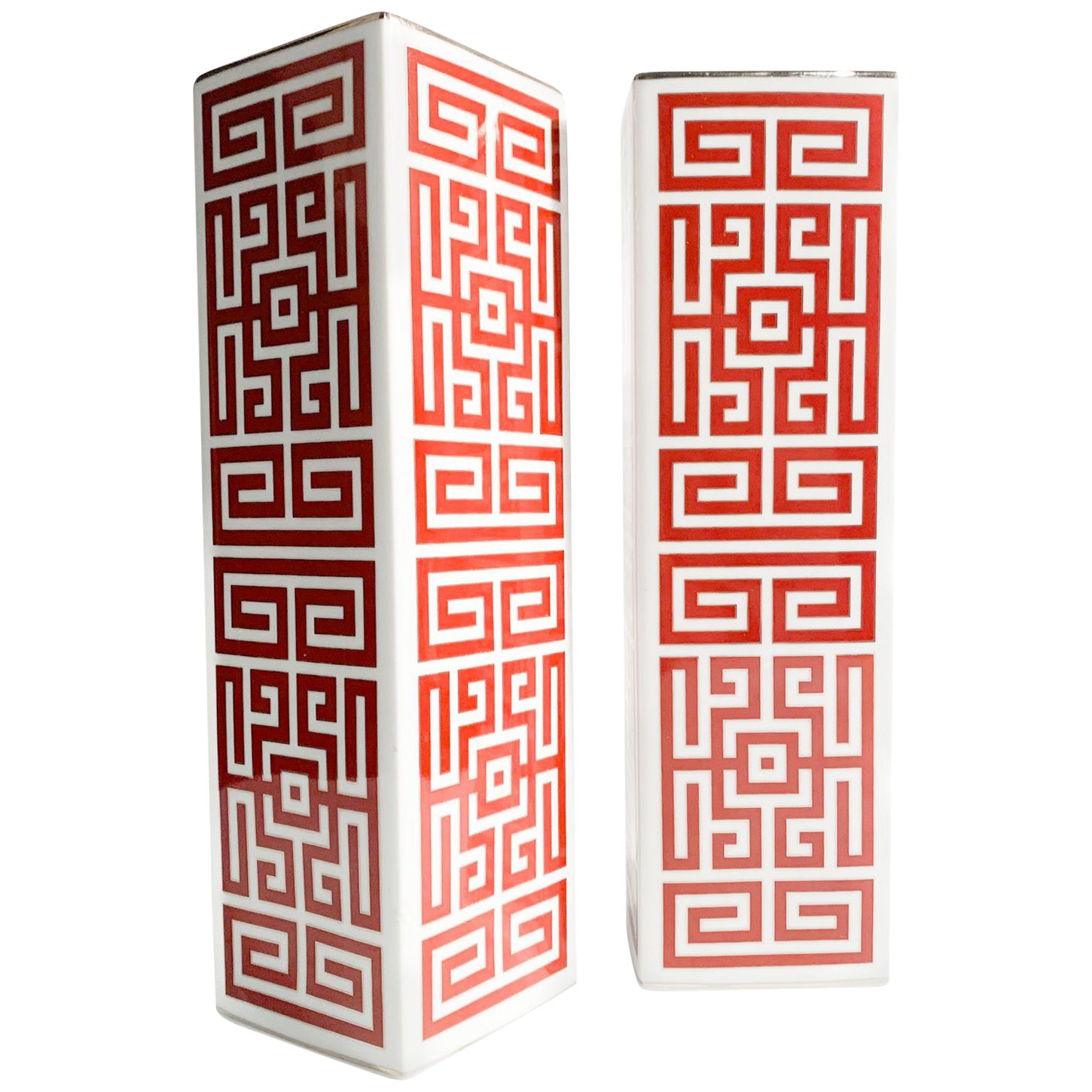 Pair of Gio Ponti Red Labyrinth Vases Re-edition by Richard Ginori