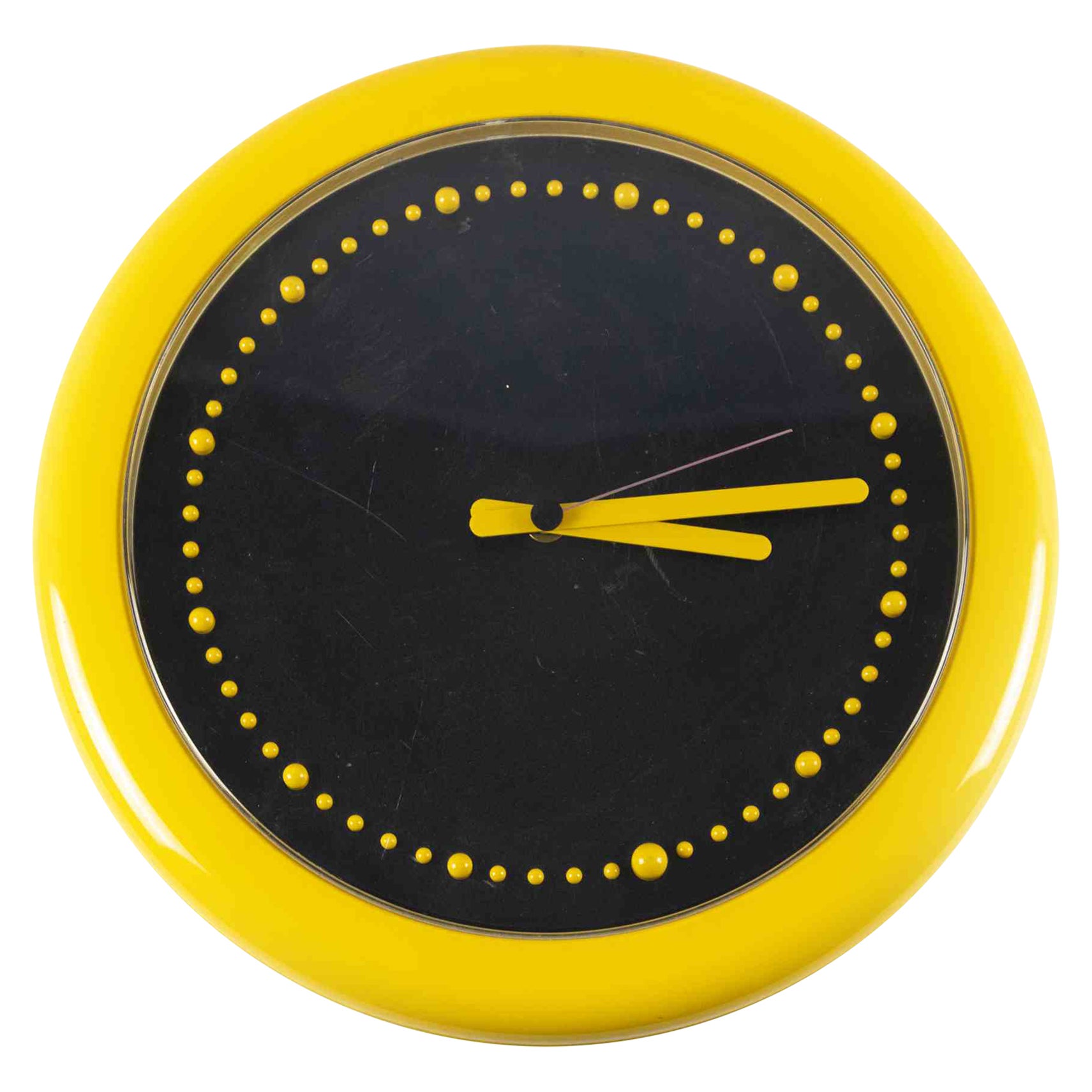Horloge vintage jaune, années 1980